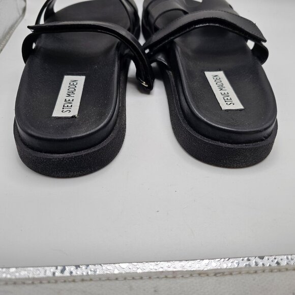 NIB Women's Steve Madden Mayven Black‎ Leather Slides Size 9.5 - Picture 6 of 8